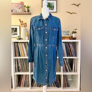 Levi’s Size XL Denim Long Sleeve Button Up Mini Dress